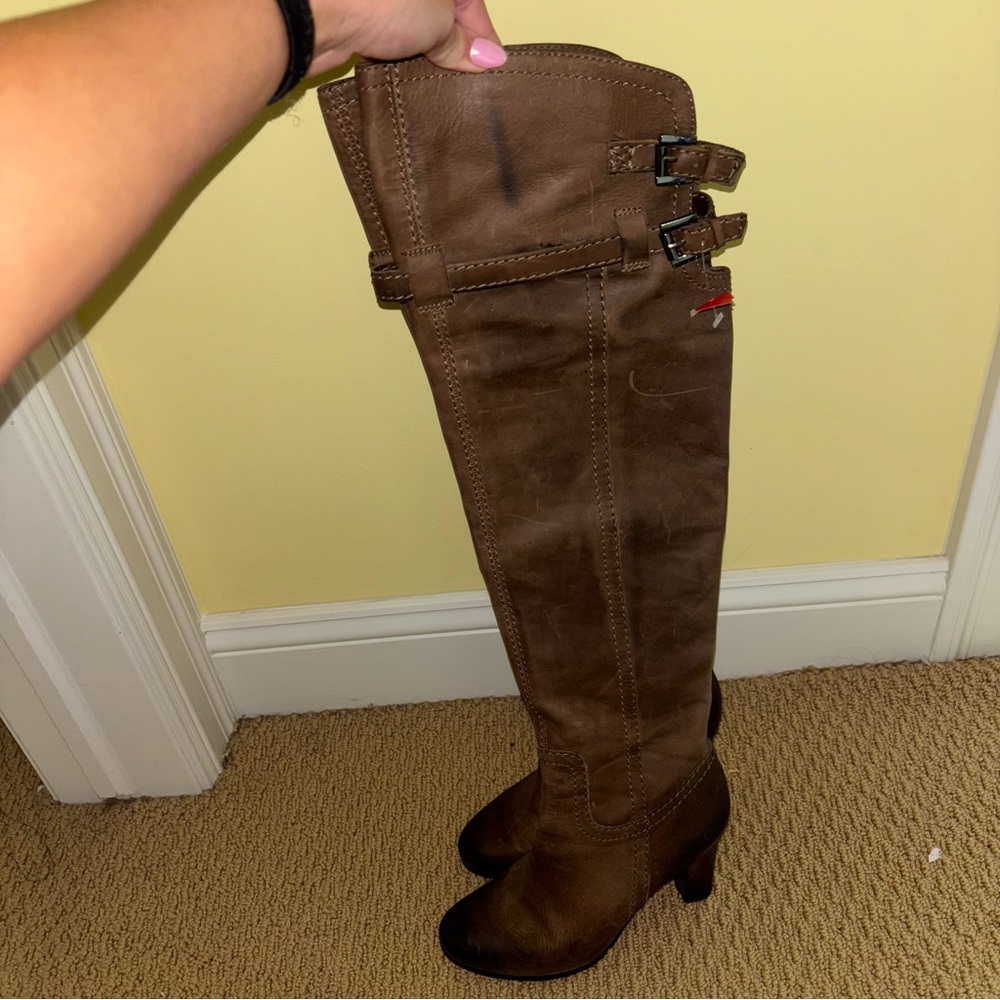 Sam Edelman Brown Over the Knee Boots with Chunky Heel